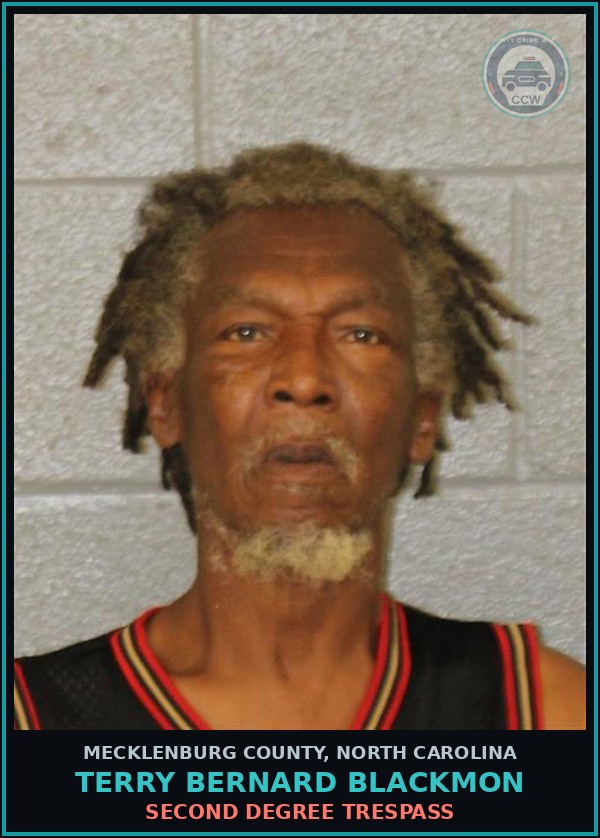 Booking mugshot of TERRY BERNARD BLACKMON in Mecklenburg County