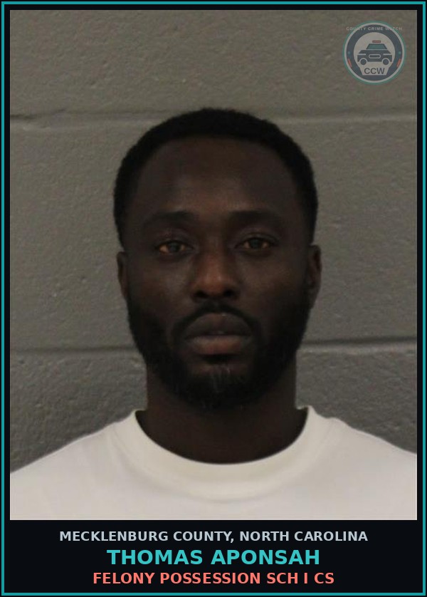 Booking mugshot of THOMAS APONSAH in Mecklenburg County