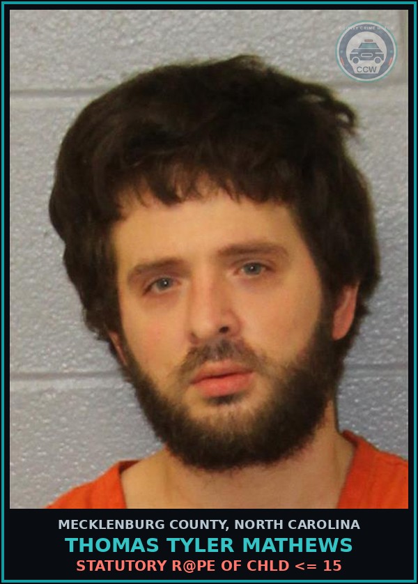 Booking mugshot of THOMAS TYLER MATHEWS in Mecklenburg County
