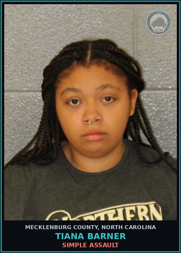Booking mugshot of TIANA BARNER in Mecklenburg County