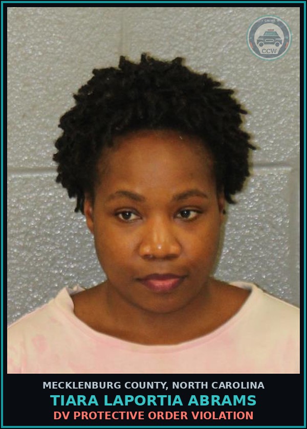 Booking mugshot of TIARA LAPORTIA ABRAMS in Mecklenburg County