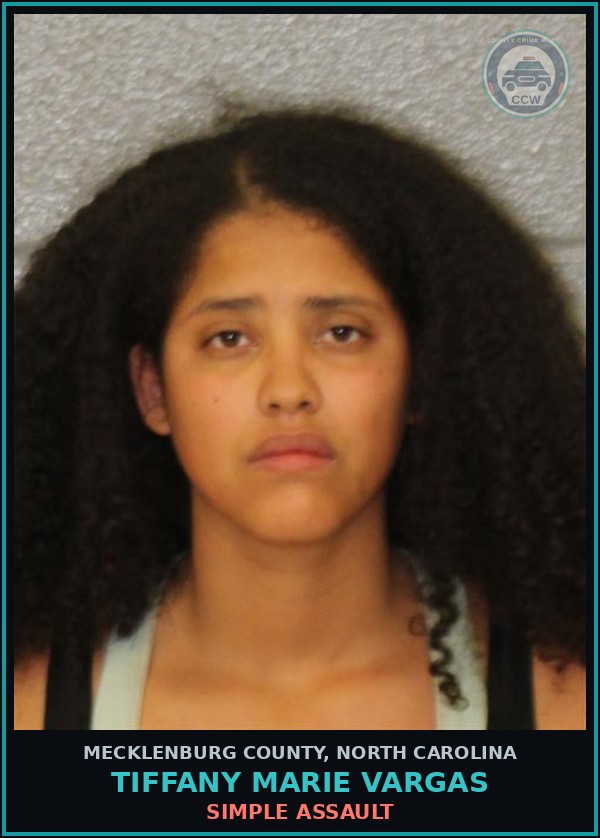 Booking mugshot of TIFFANY MARIE VARGAS in Mecklenburg County