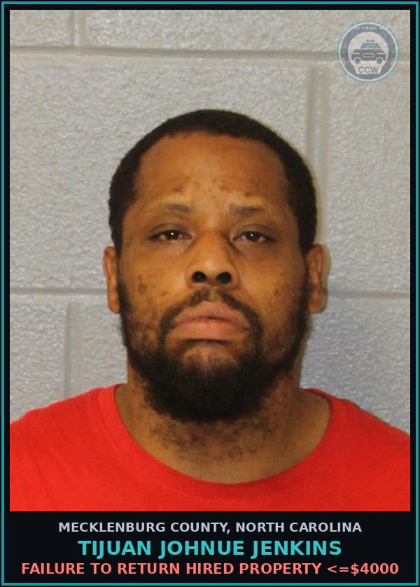 Booking mugshot of TIJUAN JOHNUE JENKINS in Mecklenburg County