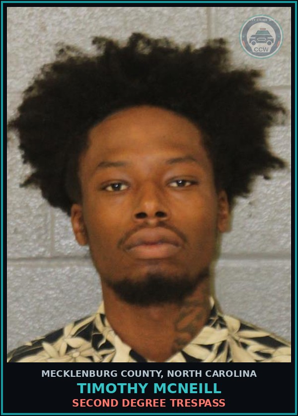 Booking mugshot of TIMOTHY MCNEILL in Mecklenburg County