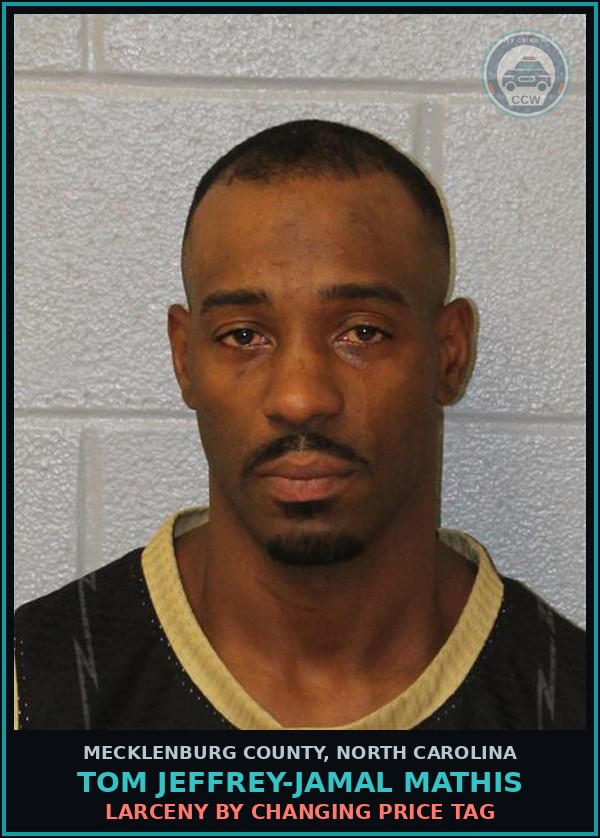 Booking mugshot of TOM JEFFREY-JAMAL MATHIS in Mecklenburg County