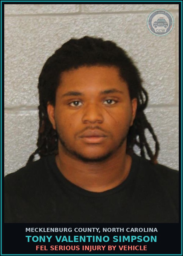Booking mugshot of TONY VALENTINO SIMPSON in Mecklenburg County