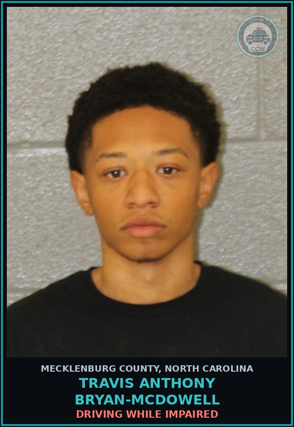 Booking mugshot of TRAVIS ANTHONY BRYAN-MCDOWELL in Mecklenburg County