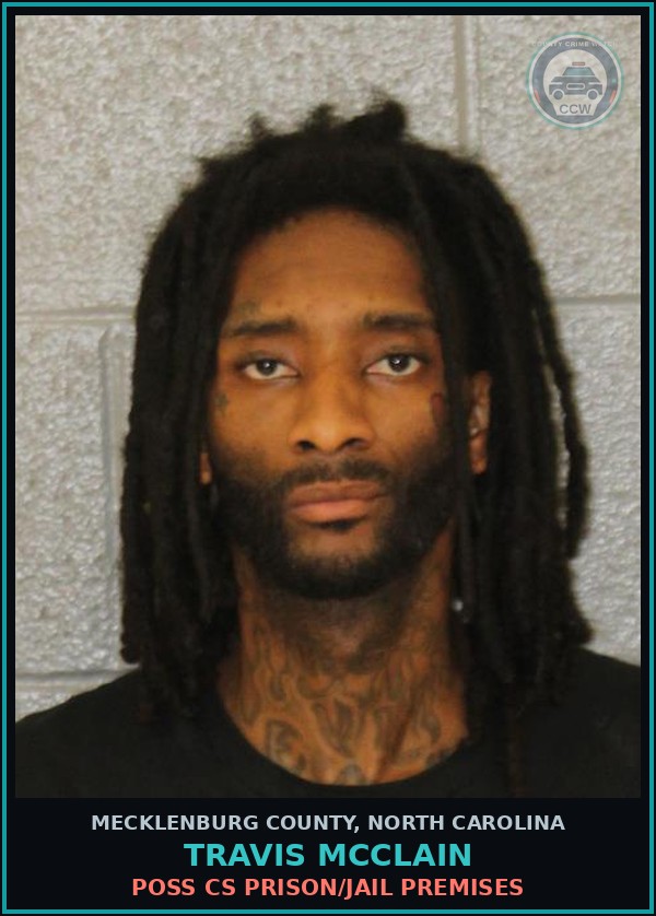 Booking mugshot of TRAVIS MCCLAIN in Mecklenburg County