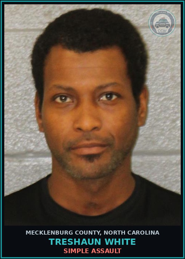 Booking mugshot of TRESHAUN WHITE in Mecklenburg County