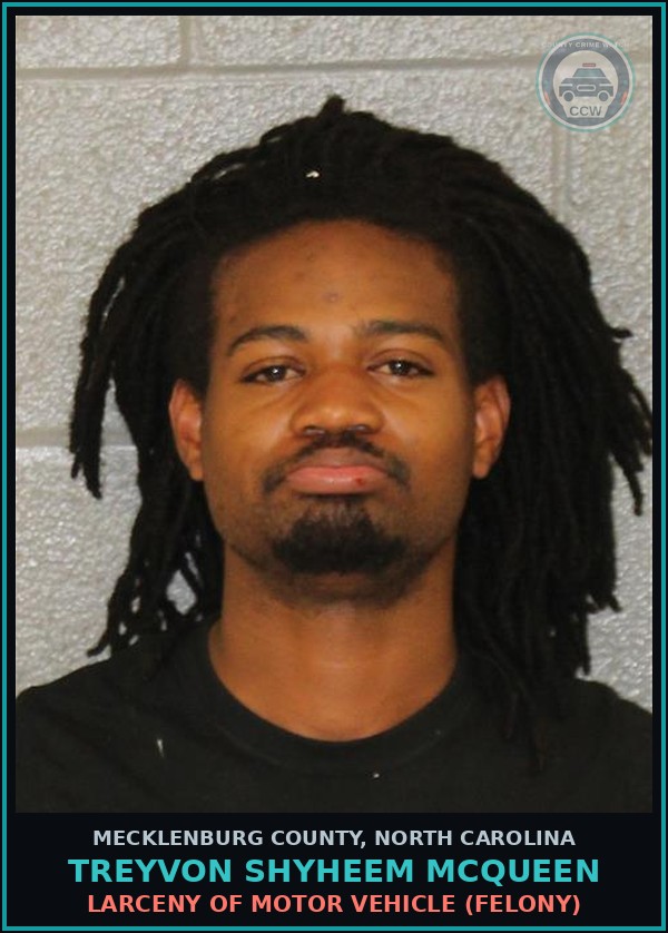 Booking mugshot of TREYVON SHYHEEM MCQUEEN in Mecklenburg County