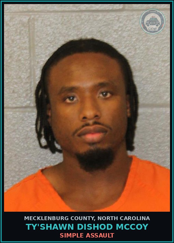 Booking mugshot of TY'SHAWN DISHOD MCCOY in Mecklenburg County