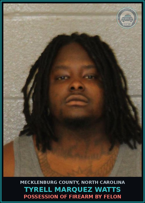 Booking mugshot of TYRELL MARQUEZ WATTS in Mecklenburg County