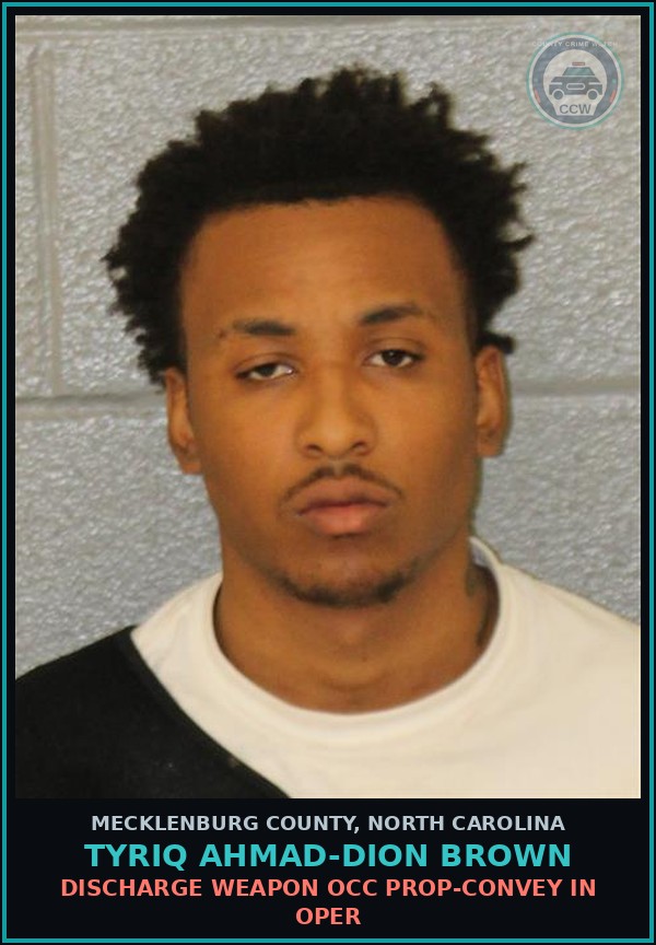 Booking mugshot of TYRIQ AHMAD-DION BROWN in Mecklenburg County