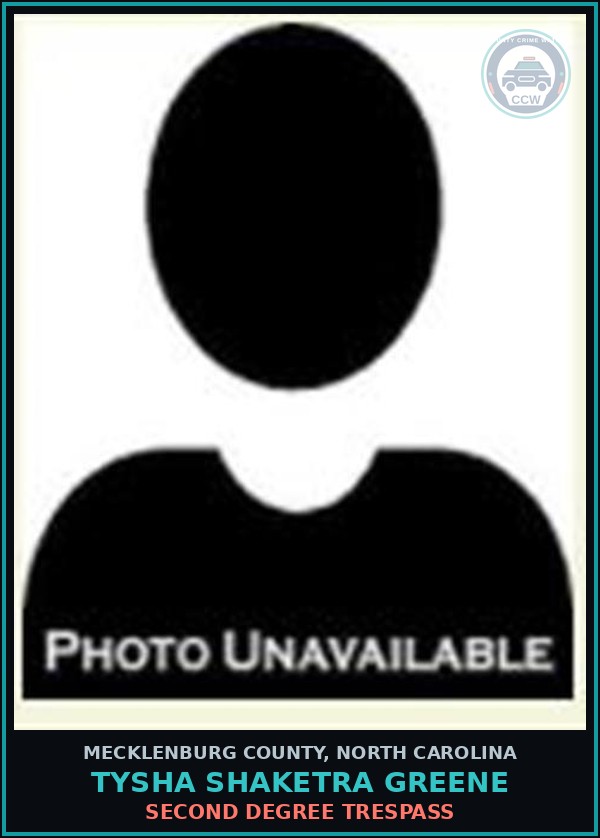 Booking mugshot of TYSHA SHAKETRA GREENE in Mecklenburg County