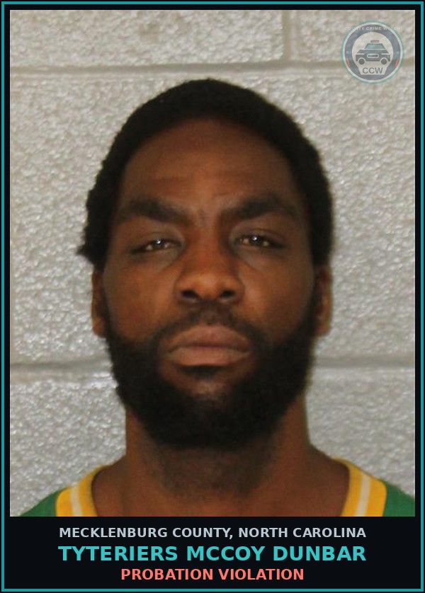 Booking mugshot of TYTERIERS MCCOY DUNBAR in Mecklenburg County