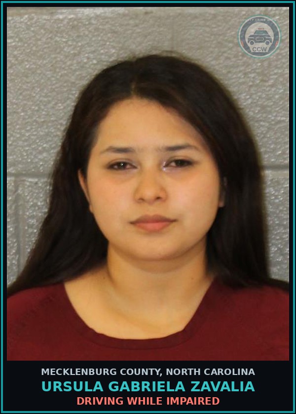 Booking mugshot of URSULA GABRIELA ZAVALIA in Mecklenburg County