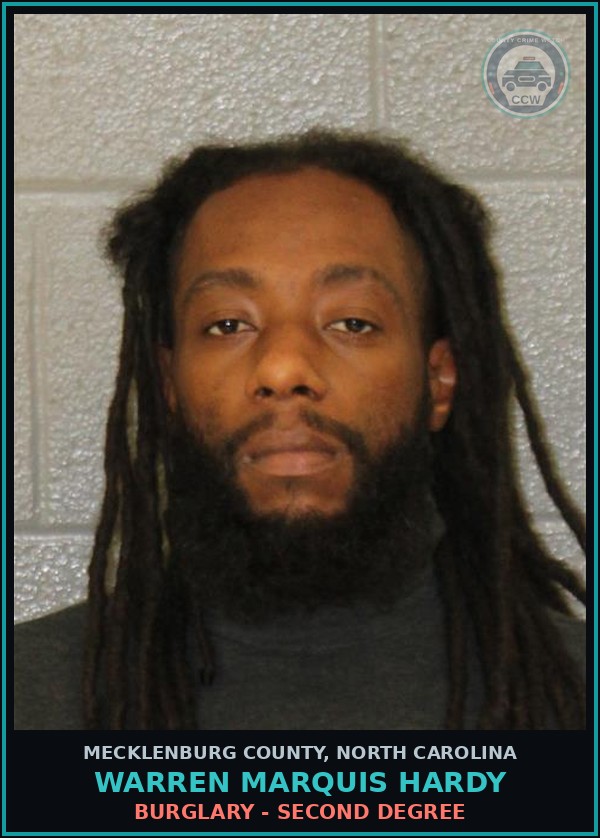 Booking mugshot of WARREN MARQUIS HARDY in Mecklenburg County
