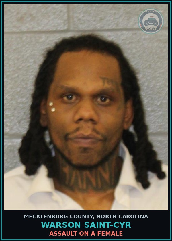 Booking mugshot of WARSON SAINT-CYR in Mecklenburg County
