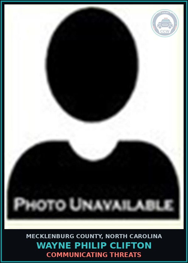 Booking mugshot of WAYNE PHILIP CLIFTON in Mecklenburg County