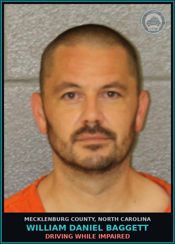 Booking mugshot of WILLIAM DANIEL BAGGETT in Mecklenburg County