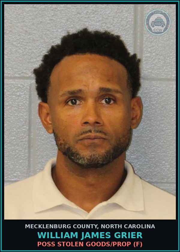 Booking mugshot of WILLIAM JAMES GRIER in Mecklenburg County