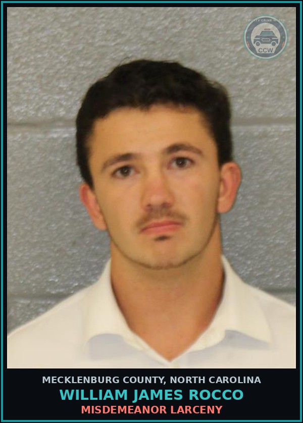 Booking mugshot of WILLIAM JAMES ROCCO in Mecklenburg County