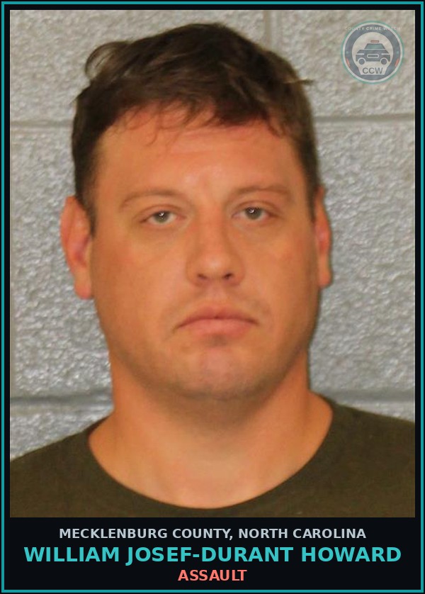 Booking mugshot of WILLIAM JOSEF-DURANT HOWARD in Mecklenburg County