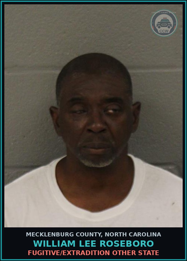 Booking mugshot of WILLIAM LEE ROSEBORO in Mecklenburg County