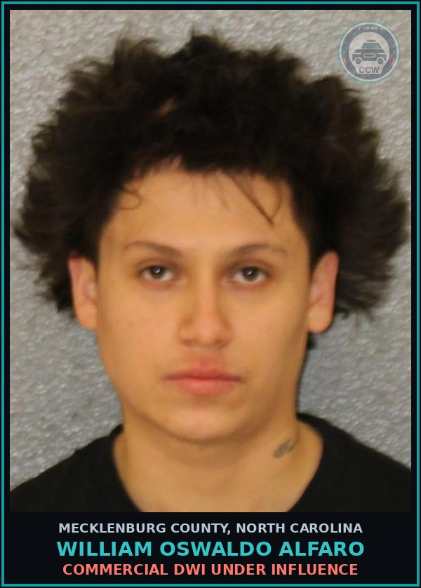 Booking mugshot of WILLIAM OSWALDO ALFARO in Mecklenburg County