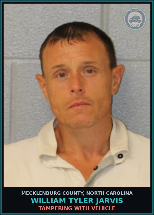 Booking mugshot of WILLIAM TYLER JARVIS in Mecklenburg County