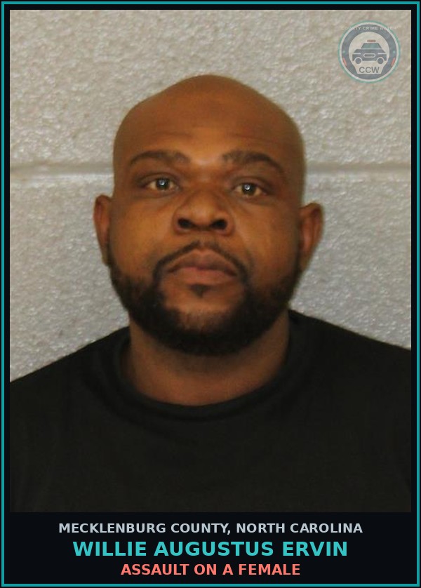 Booking mugshot of WILLIE AUGUSTUS ERVIN in Mecklenburg County