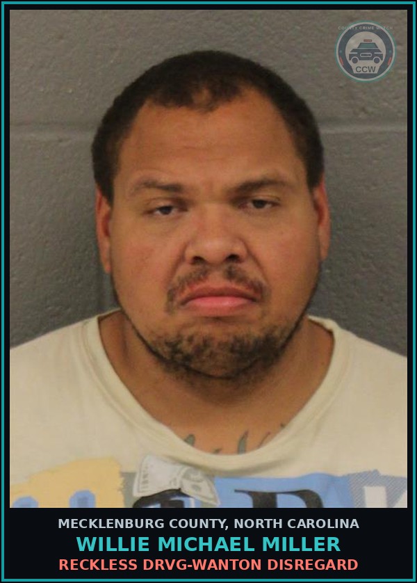 Booking mugshot of WILLIE MICHAEL MILLER in Mecklenburg County