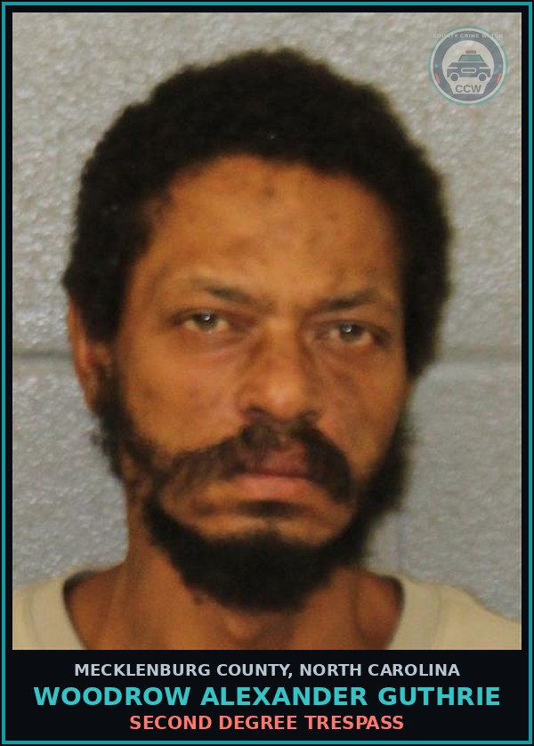 Booking mugshot of WOODROW ALEXANDER GUTHRIE in Mecklenburg County