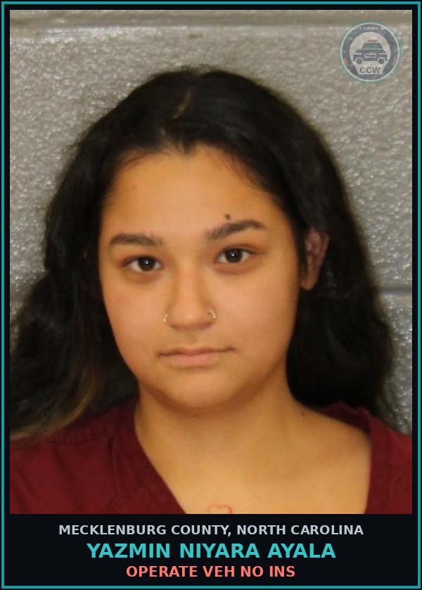 Booking mugshot of YAZMIN NIYARA AYALA in Mecklenburg County