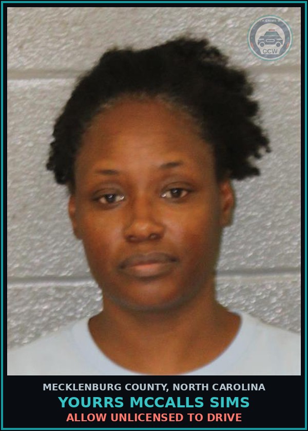 Booking mugshot of YOURRS MCCALLS SIMS in Mecklenburg County