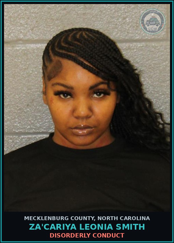 Booking mugshot of ZA'CARIYA LEONIA SMITH in Mecklenburg County