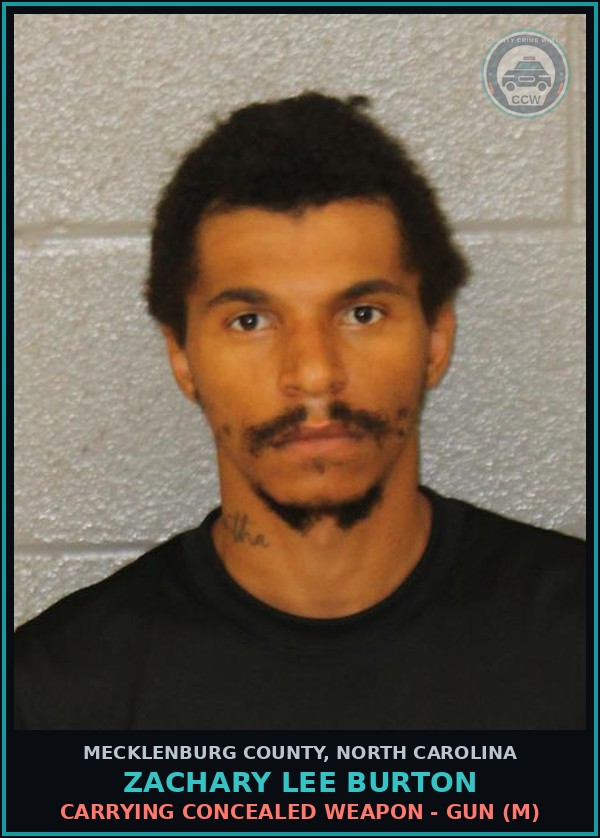 Booking mugshot of ZACHARY LEE BURTON in Mecklenburg County