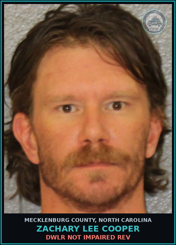 Booking mugshot of ZACHARY LEE COOPER in Mecklenburg County