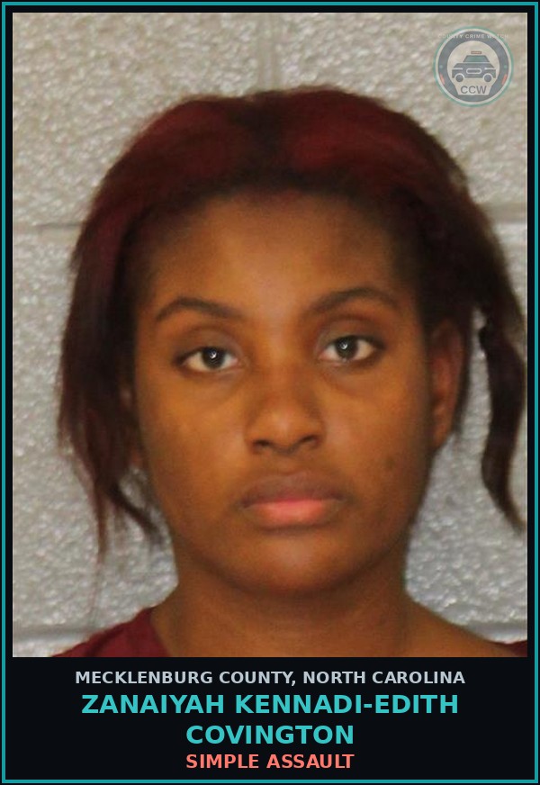Booking mugshot of ZANAIYAH KENNADI-EDITH COVINGTON in Mecklenburg County