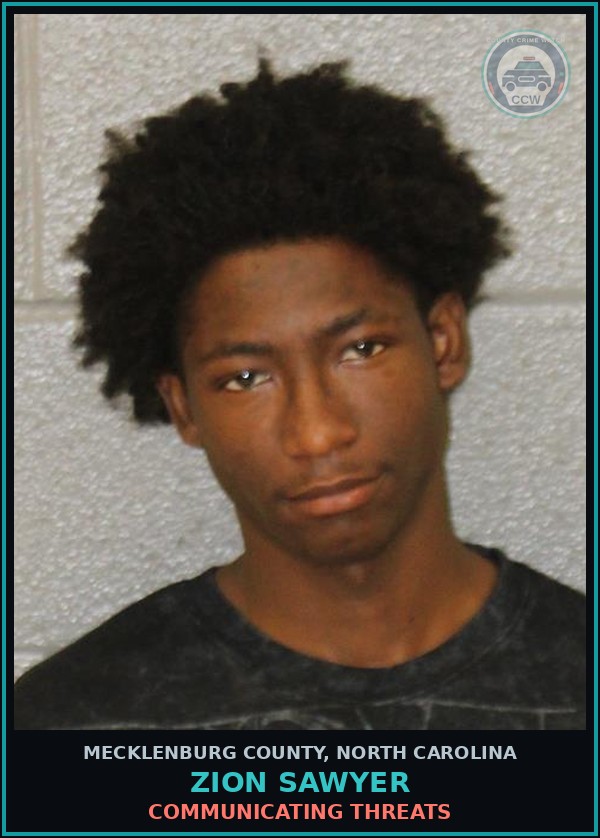 Booking mugshot of ZION SAWYER in Mecklenburg County