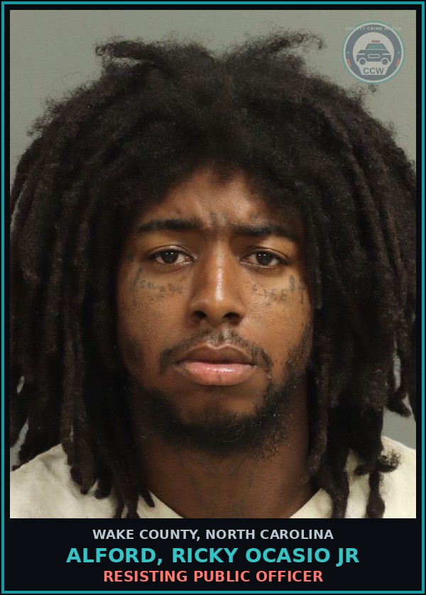 Booking mugshot of Alford, Ricky Ocasio Jr in Wake County
