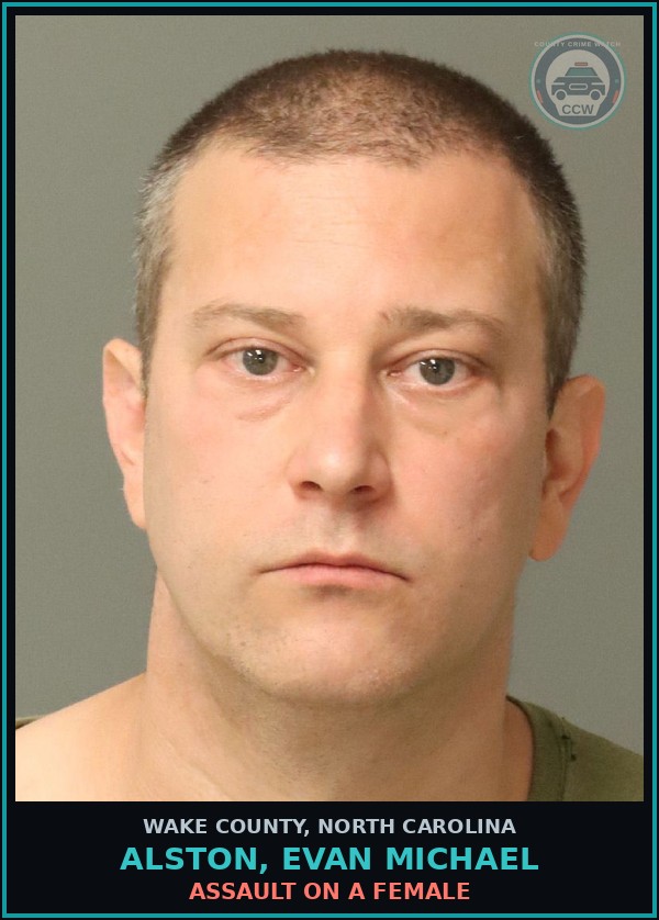 Booking mugshot of Alston, Evan Michael in Wake County