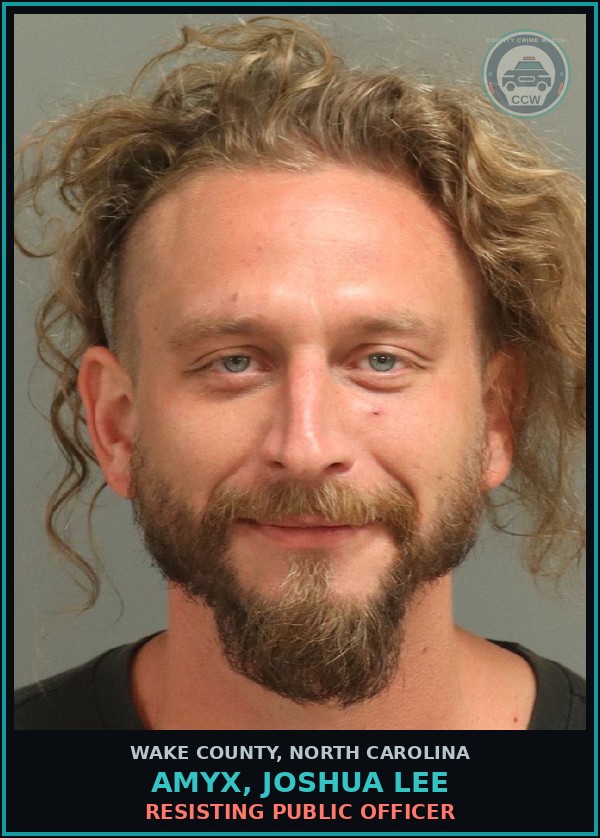 Booking mugshot of Amyx, Joshua Lee in Wake County