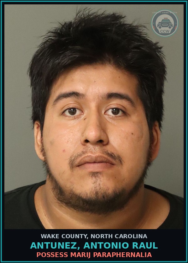 Booking mugshot of Antunez, Antonio Raul in Wake County