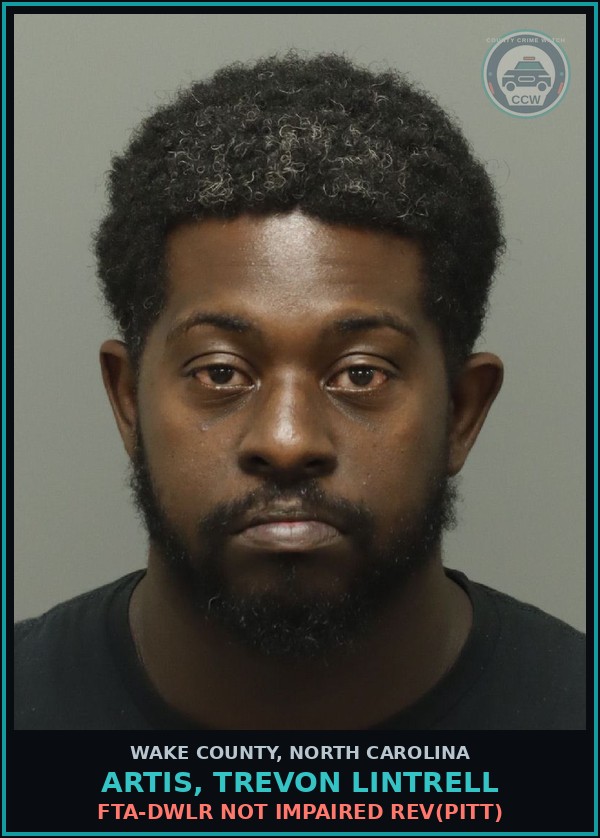 Booking mugshot of Artis, Trevon Lintrell in Wake County