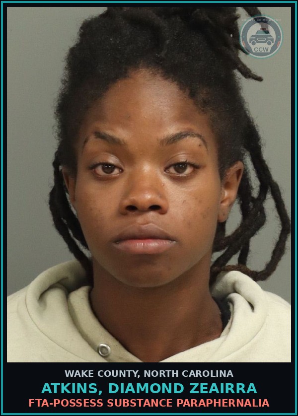 Booking mugshot of Atkins, Diamond Zeairra in Wake County