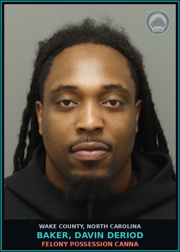 Booking mugshot of Baker, Davin Deriod in Wake County