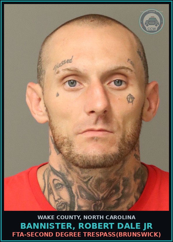 Booking mugshot of Bannister, Robert Dale Jr in Wake County