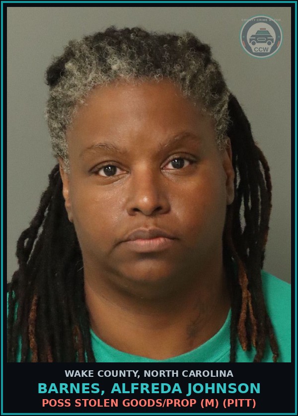 Booking mugshot of Barnes, Alfreda Johnson in Wake County