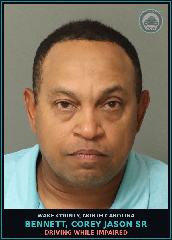 Booking mugshot of Bennett, Corey Jason Sr in Wake County